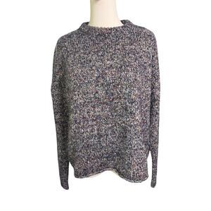 Universal Thread Speckled Knit Sweater Navy Multicolor Crewneck Pullover Size L